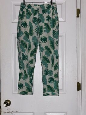 J. Crew Factory Green Leaf Print Casual Pants